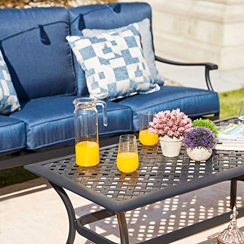 PatioFestival Heavy Duty 3-Person Cushioned Patio Loveseat with Coffee Table Blue