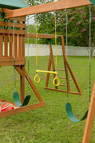 CREATIVE CEDAR DESIGNS Mountain View Lodge Wooden Swingset Multicolor Accessories & Green Slide