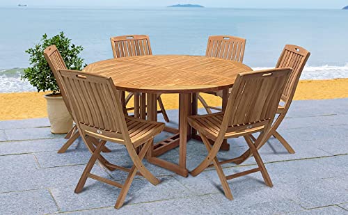 Bayview Patio 7 Piece Indonesian Grade A Teak Outdoor Folding Dining Set Natural Finish Teak Wood