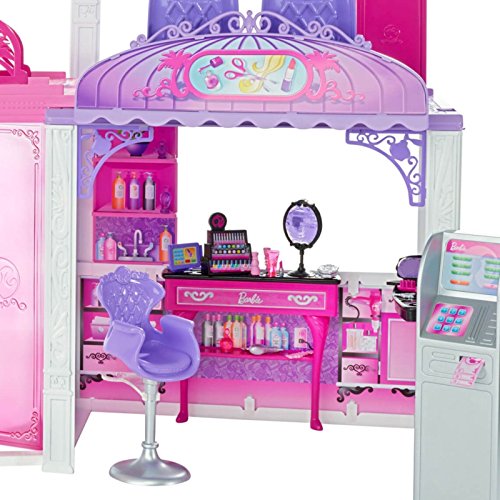 Barbie Malibu Ave Shopping Mall Playset - 50+ Pieces with Working Escalator, Fashion Boutique, Hair Salon, Food Court & Theater