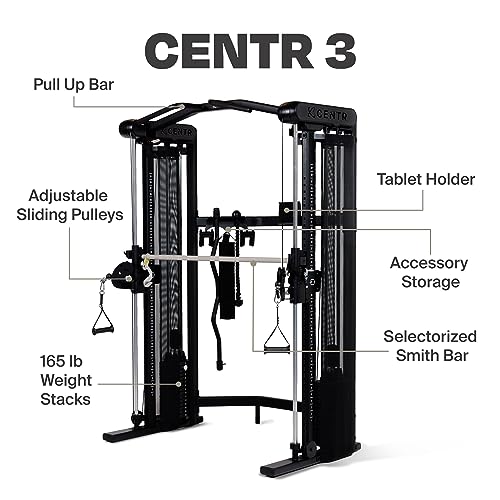 CENTR 3 Home Gym Functional Trainer with Selectorized Smith Bar Matte Black