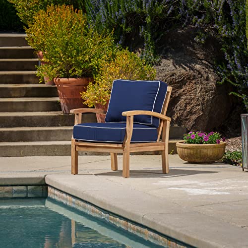 Tortuga Outdoor Jakarta Teak 4-Piece Club Chairs & 2 Ottomans Outdoor Furniture Set Brown