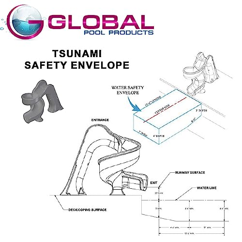 Global Pool Products Tsunami Inground Swimming Pool Water Slide Deck Mounted Grey