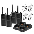 Motorola Solutions 4 Pack RMU2040 On-Site 2-Way Radio with HKLN4604 PTT Earpiece Black