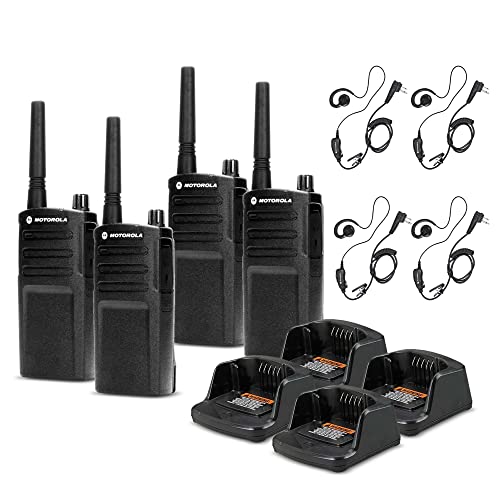 Motorola Solutions 4 Pack RMU2040 On-Site 2-Way Radio with HKLN4604 PTT Earpiece Black