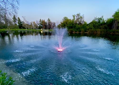 Custom Pro PJ-8000 Hi-Flow Floating Fountain with 3 Spray Patterns and 12 Color Changing LED Lighting 12C-RBG Color Changing