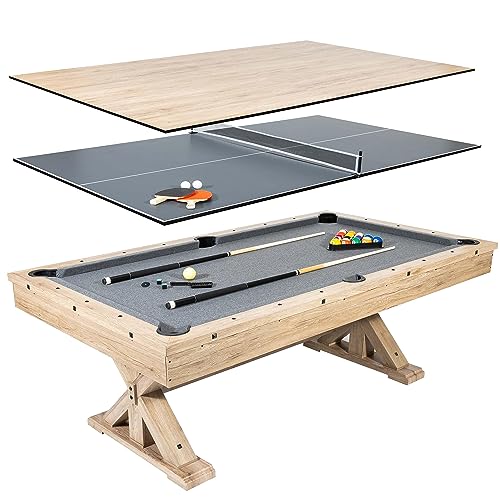 Freetime Fun 7 FT 3 in 1 Multi Game Pool Table with Dining Top Rustic Oak