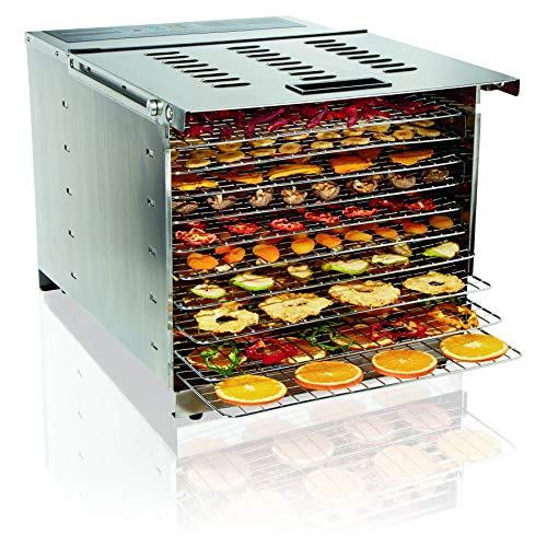 Hamilton Beach Commercial Food Dehydrator 10 Trays 1200 Watts Digital Timer Stainless Steel