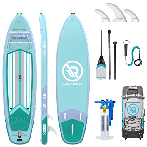 iROCKER Cruiser Inflatable Stand Up Paddle Board Aqua