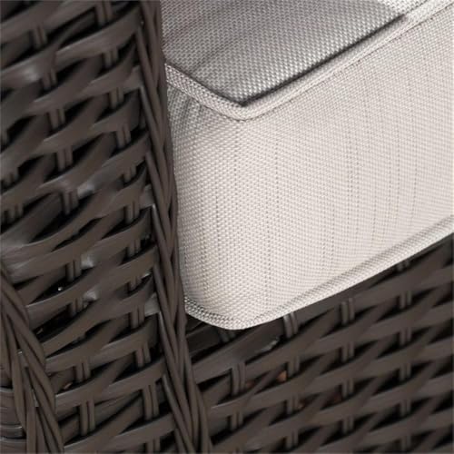 Noble House Amaya Outdoor Dark Brown Wicker Swivel Rocking Chair Set with Beige Cushions (Set of 2)