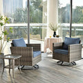 Generic XIZZI Patio Chair Outdoor Swivel Rocker Set of 2 with Matching Side Table Denim Blue