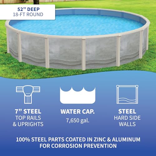 Blue Wave Trinity 21-ft Round 52-in Deep Steel Wall Above Ground Pool Package Gray