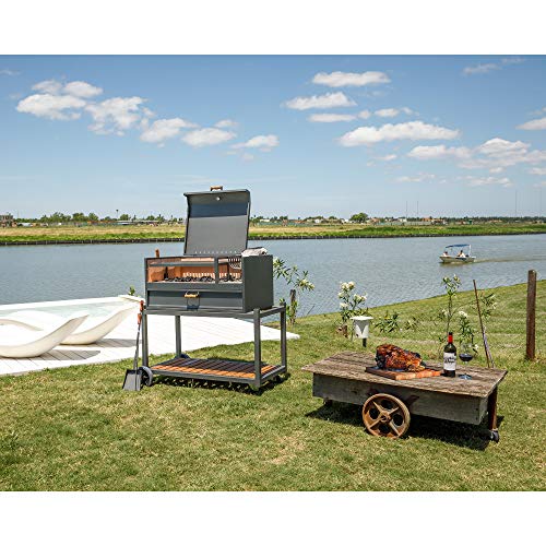 Ñuke Delta02 Authentic Argentinian-Style Outdoor Cooking Charcoal Gaucho Santa Maria Grill 40 Inch Black