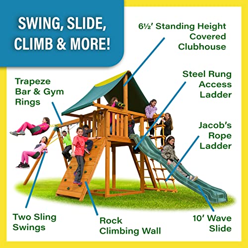 Best in Backyards Eastern Jungle Gym Dream Cedar Swing Set Green & Yellow Components