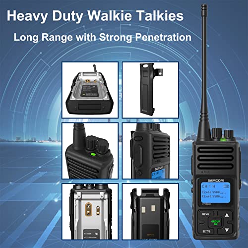 SAMCOM Rechargeable Long Range Walkie Talkies 5W UHF Radios with Earpiece Black - 19 Packs