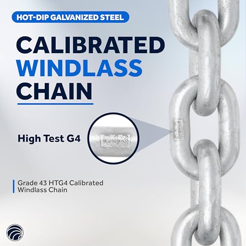 Five Oceans Marine Grade Windlass Anchor Chain 5/16 inch x 50 Ft Steel
