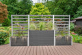 Vita Urbana 11 Foot Long Embossed Vinyl Parklette Planter Combo with Trellis Slate Gray