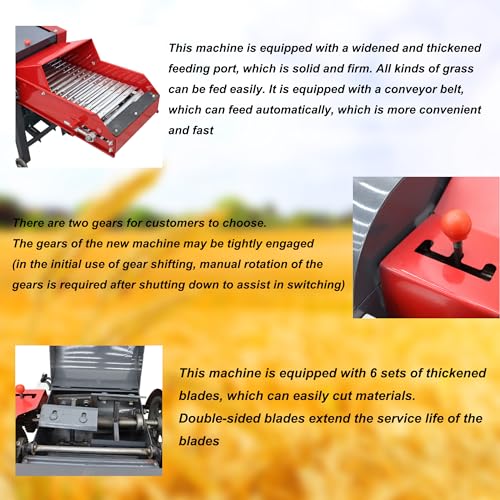 Banfluxion 220V 6-Blade Hay Cutter with Conveyor Belt Red
