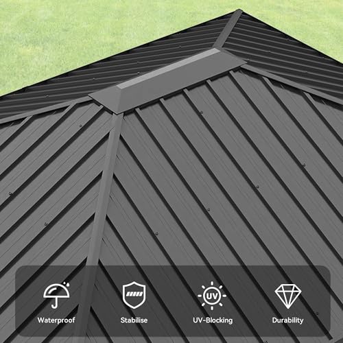 YITAHOME 10X12FT Metal Hardtop Gazebo Outdoor Patio Canopy Gray