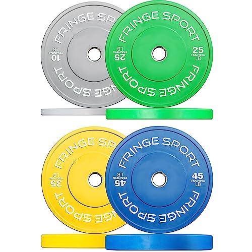 OneFitWonder Bumper Plate Set Virgin Rubber Steel Insert Strength Training Equipment (230)