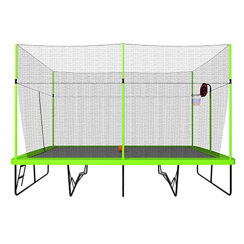 NicBex Outdoor Rectangular Trampoline with Enclosure 10ft x 17ft Green