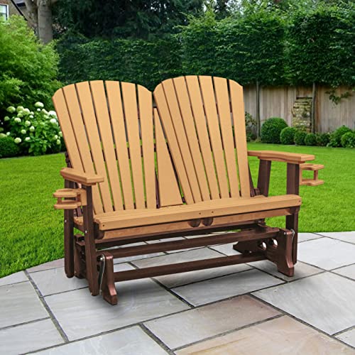 American Furniture Classics Dual Fan Back Glider Cedar and Tudor Brown