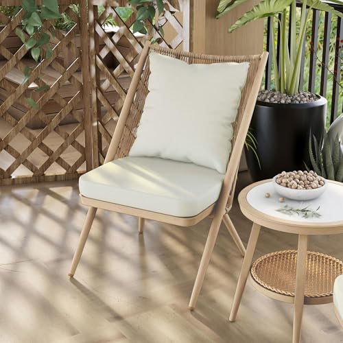 Furniture of America Chauncy Aluminum 3-Piece Outdoor Bistro Set Natural Tone