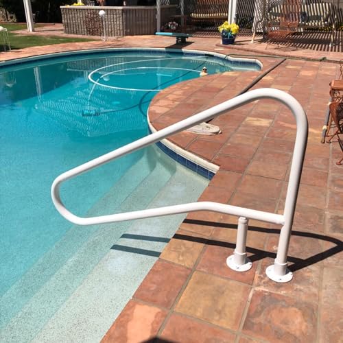 SAFTRON Cross Braced 3-Bend Pool Rail White