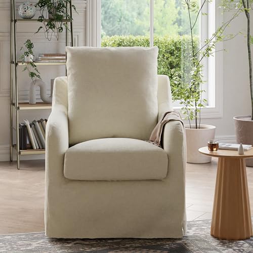NAMESAKE Reese Slipcover Swivel Glider Ivory Eco-Linen