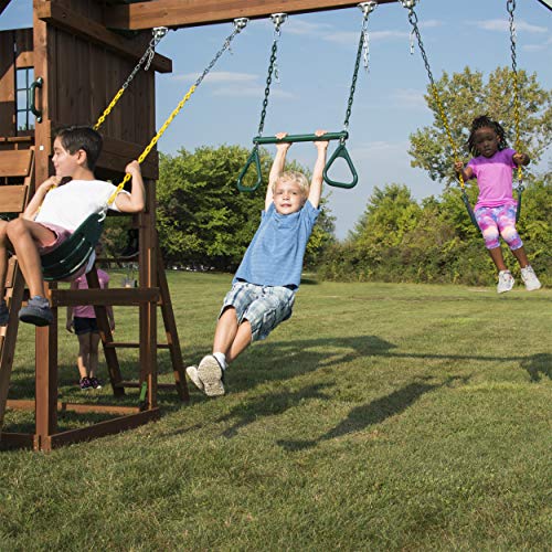 Swing-N-Slide Castlebrook Swing Set with Slides & Climbing Wall Wood