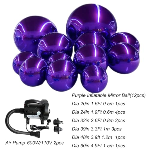 YBZCHLM Giant Inflatable Mirror Ball Set 12pcs Purple