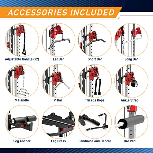 MARCY Pro Deluxe Smith Cage Home Gym System for Weight Training SM-7553 Multi