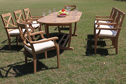 TeakStation 8 Seater Grade-A Teak Wood 9 Pc Dining Set Teak