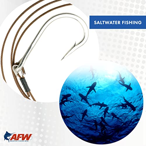 AFW American Fishing Wire 49 Strand 7x7 Stainless Steel Shark Leader Cable 800 lb Test Bright