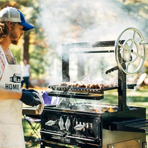 TITAN GREAT OUTDOORS Ash & Ember Santa Maria Grill with Adjustable Grate Height, Ceramic Brick Lining, V-Grates & Grease Trap