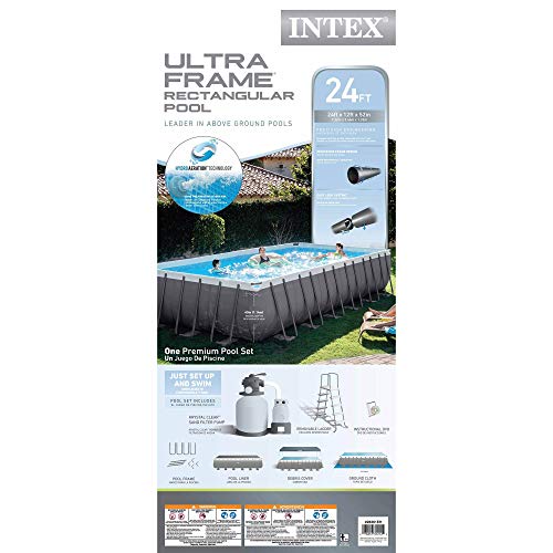 Intex Rectangular Ultra Frame Pool Set 24'x12'x52' Gray