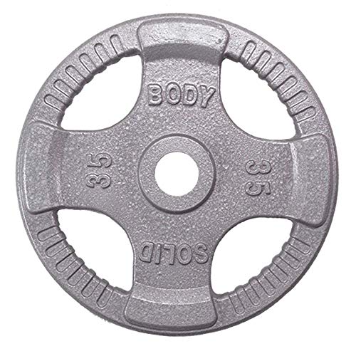 Body-Solid (OST255) Cast Iron Olympic Quad Grip Weight Plate Set Chrome Gray