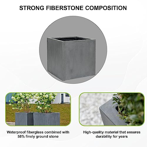 Pottery Pots Block XL Fiberstone Square Planter Gray 24 Inch