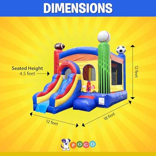 Pogo Bounce House Inflatable Sports Bounce House with Slide Deluxe Sports