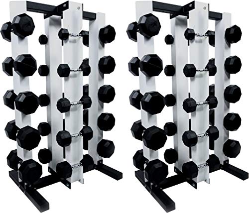 Ader Sporting Goods Octagon Rubber Dumbbell Set Black, White