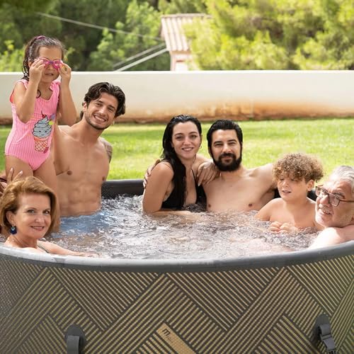 M Spa Mono 6 Person Round Hot Tub 138 Jet Wi-Fi Controlled Champaign Gold