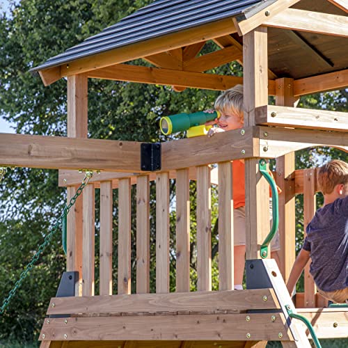 Backyard Discovery Endeavor Cedar Swing Set with Gray Wave Slide