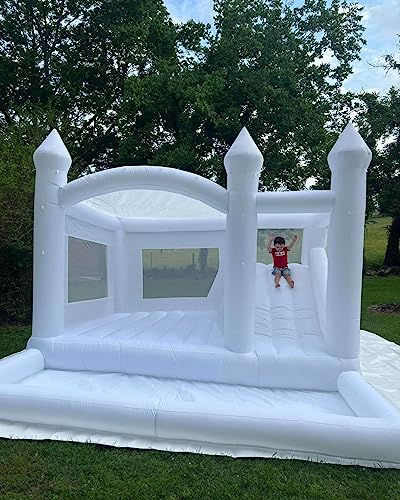 POYOUNGHU White Bounce House with Slide & Ball Pit 15FTx13FT Inflatable for Kids Party
