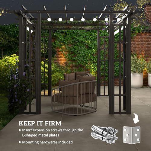 Outsunny 9' x 9' Vinyl Pergola Dark Gray