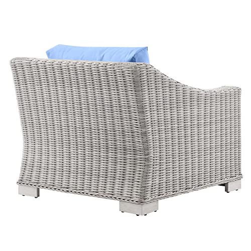 Modway Conway Outdoor Patio Wicker Rattan Armchair Light Gray Light Blue