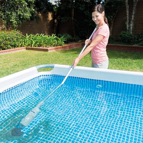 Intex Rechargeable Handheld Pool Vacuum Cleaner with 2 Brush Heads and PureSpa Plus 6 Person Inflatable Square Hot Tub with 170 AirJets Gray