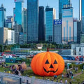 HOAELOS Inflatable Halloween Giant Pumpkin 26 Feet Outdoor Yard Decoration 32 Feet