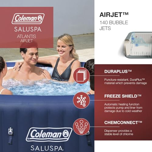 Coleman SaluSpa Atlantis AirJet Inflatable Hot Tub with Accessories Gray