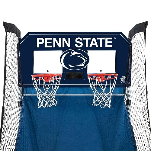 Pop-A-Shot Home Dual Shot with Penn State Nittany Lions NCAA Graphics Sensor Scoring 16 Game Modes 7 Balls Foldable Storage Orange