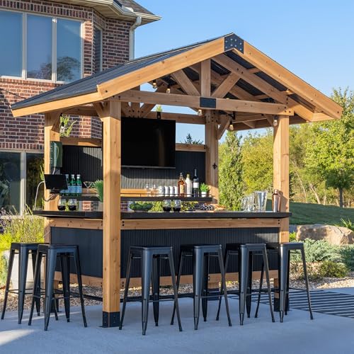 Backyard Discovery Palisade 9' x 6' Cedar Wood Outdoor Bar Set Light Brown